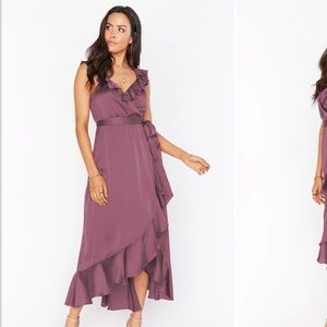 SHOW ME YOUR MUMU Samantha Ruffle Wrap Dress in Dusty Plum